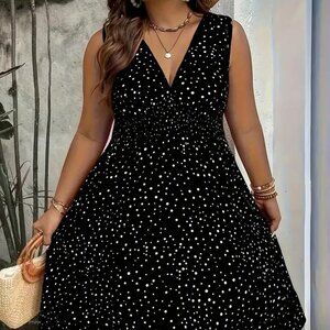 Women's Plus Size Elegant Ruffle Hem Flattering Summer Vacation Beach Dress 14W